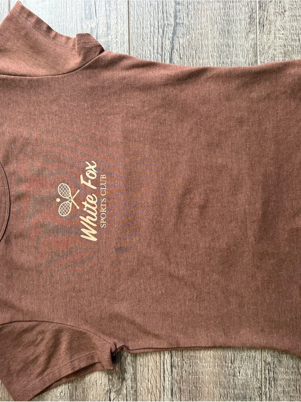 White Fox Sports Club Brown Baby Tee Cream Logo